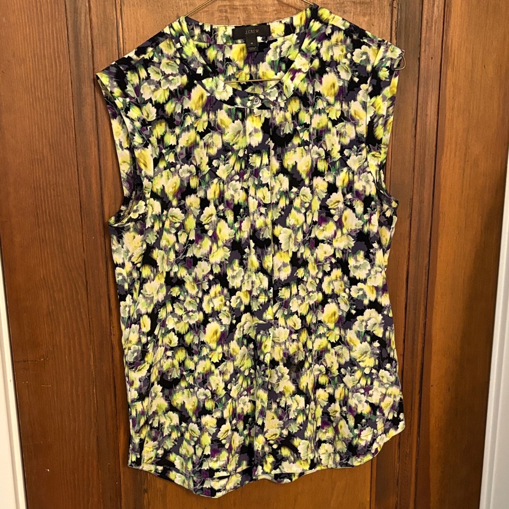 J. Crew Multicolor Floral Sleeveless silk Blouse